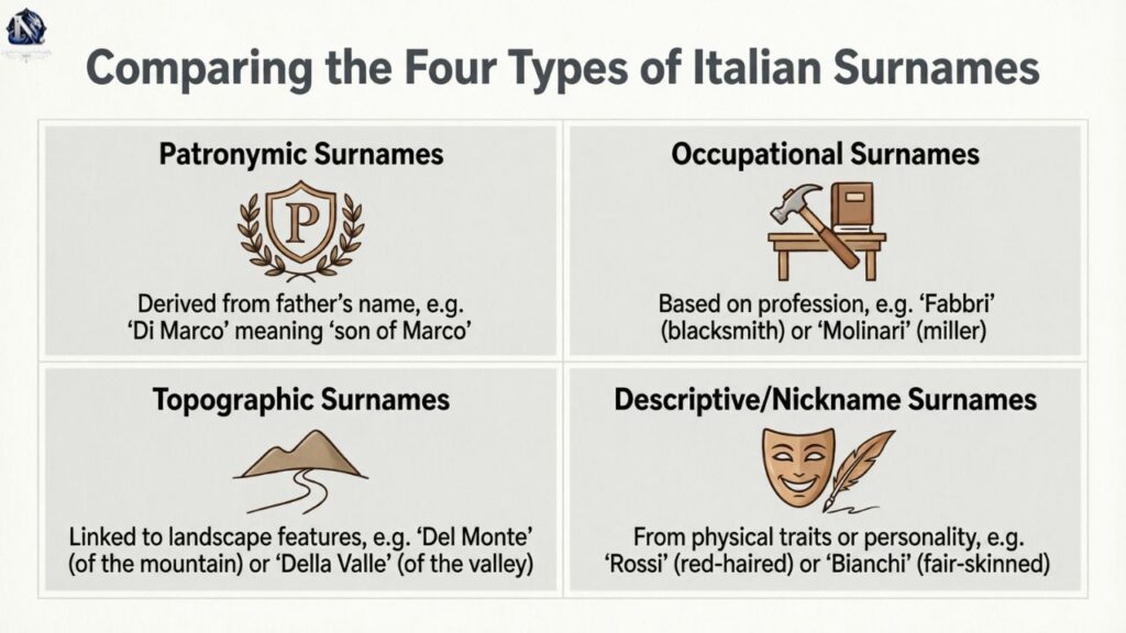 Comparing the Four Types of Italian Surnames